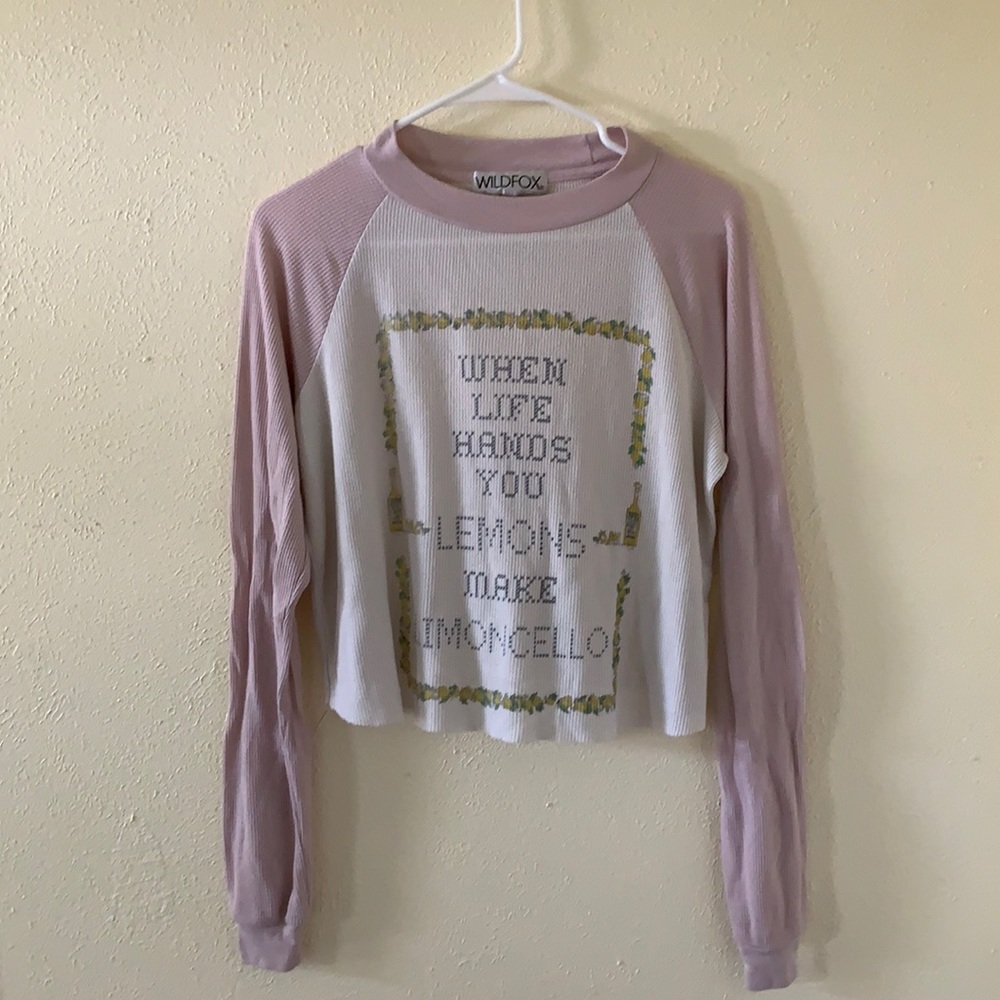 Wildfox Long Sleeve Limoncello Cropped Tee